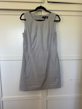 Theory Light Gray Sleeveless Mini Sheath Dress